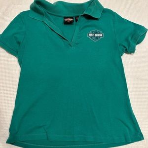 Harley Davidson Women’s Green Polo Graphic Top